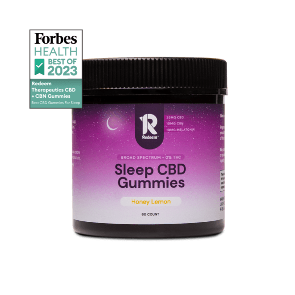 A closed container of CBD Sleep Gummies