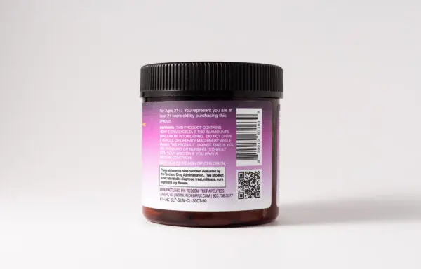 The back label of a jar of Sleep CBD Gummies